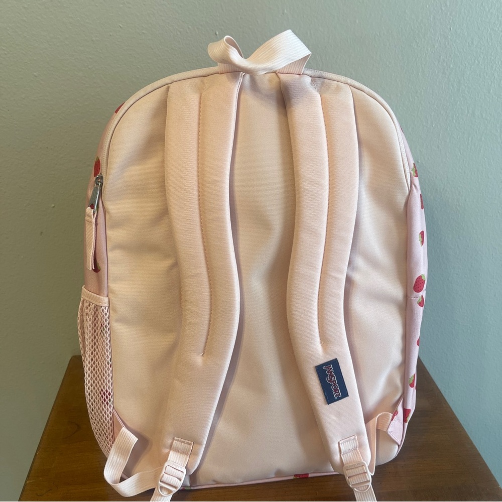 JanSport XL Backpack in Pink with Strawberry ๐ Shower Design - Picture 3 of 13
